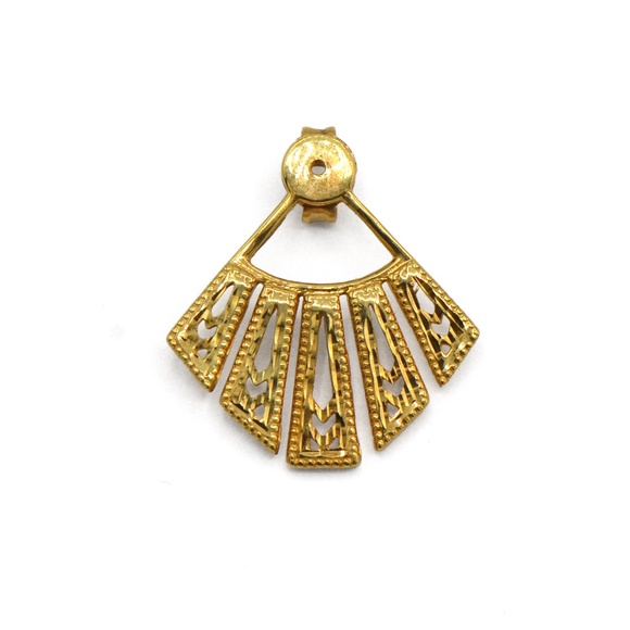 14k Yellow Gold Fan Style Earrings - Picture 4 of 4